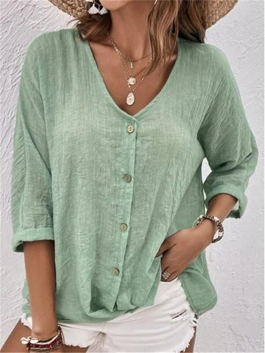 Damen lässige Bluse mit Knopfdetail und weitem Schnitt