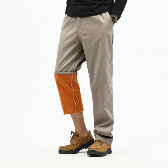 Herren Kontrast‑Futter Chino‑Jogger mit umgeschlagenem Fleecefutter und elastischem Bund Shop Nory