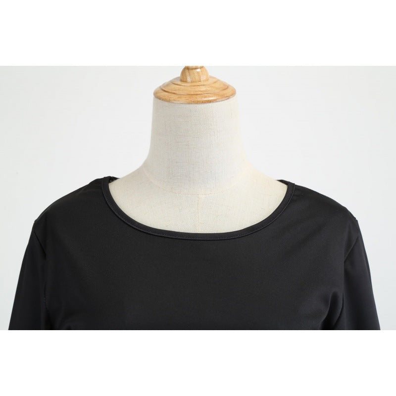 Damen Festliches A-Linien-Kleid mit Weihnachtsprint, Langarm und ausgestelltem Rock Shop Nory