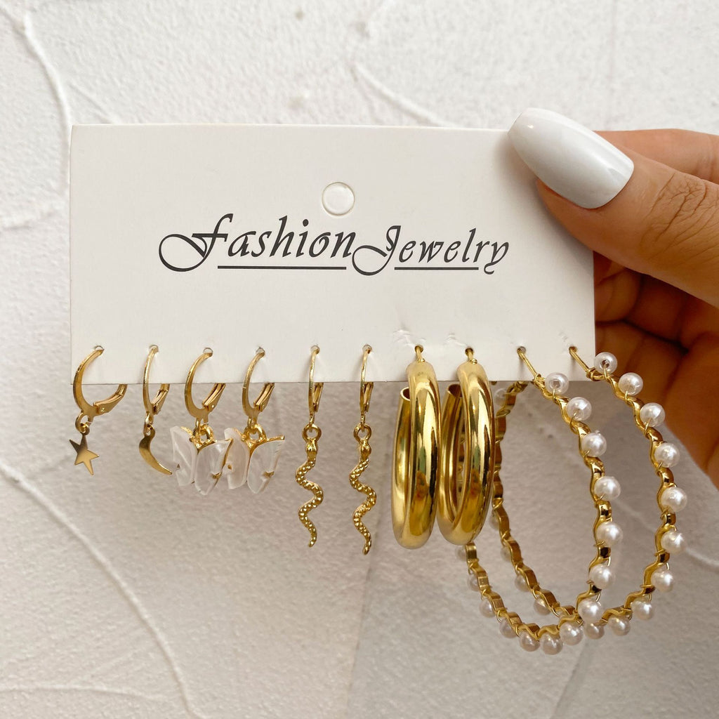 Damen Ohrringe-Set mit floralem Schmetterlings- und Herz-Design Shop Nory