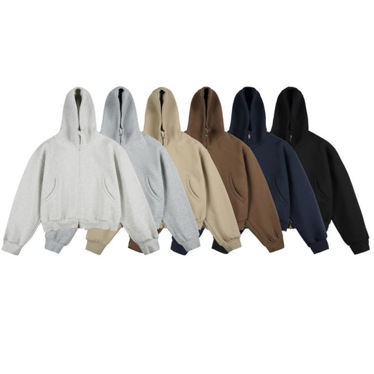 [Unisex] Kurze Boxy-Kapuzenjacke mit durchgehendem Reißverschluss und eingesetzten Eingrifftaschen Shop Nory