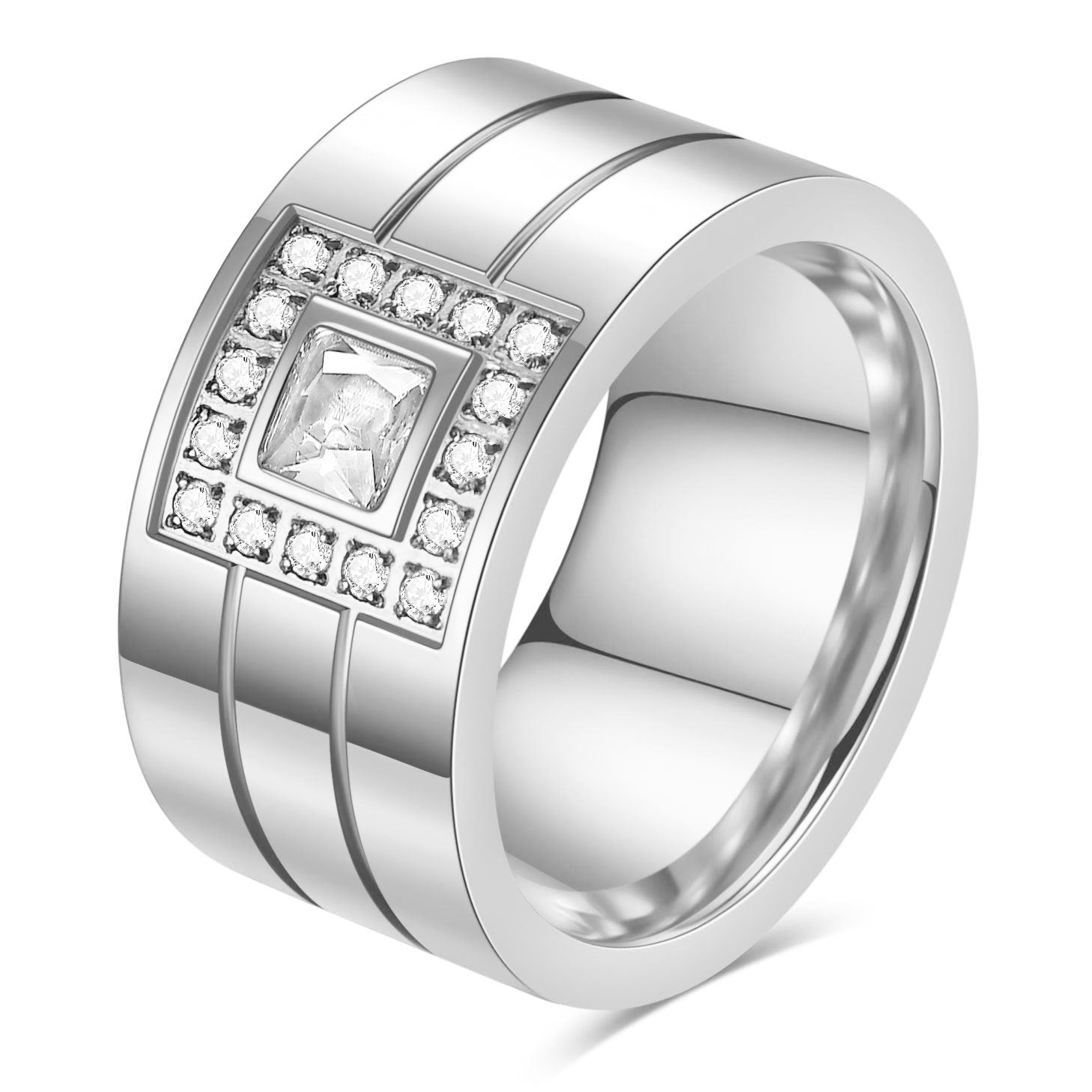 Herren Ring mit elegantem Zirkonia-Besatz und modernem Design Shop Nory