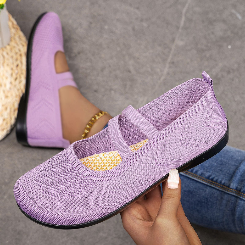 Damen bequeme Ballerinas mit elastischen Riemen und atmungsaktiver Mesh-Oberfläche