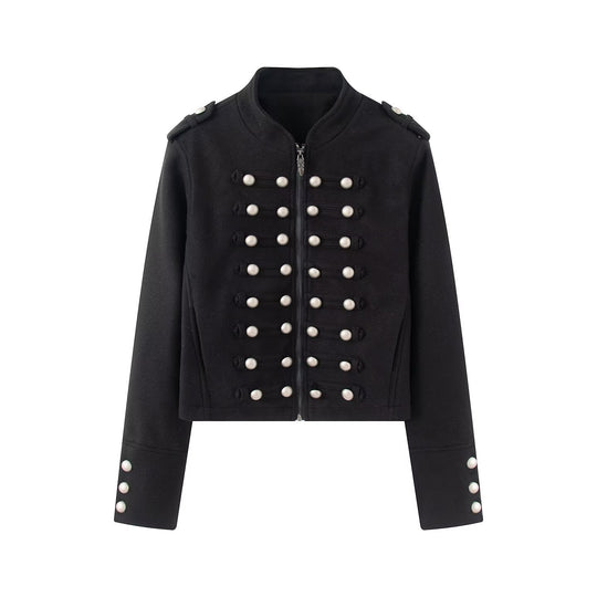Damen Kurze militärisch inspirierte Jacke mit Zierknopfleisten Shop Nory