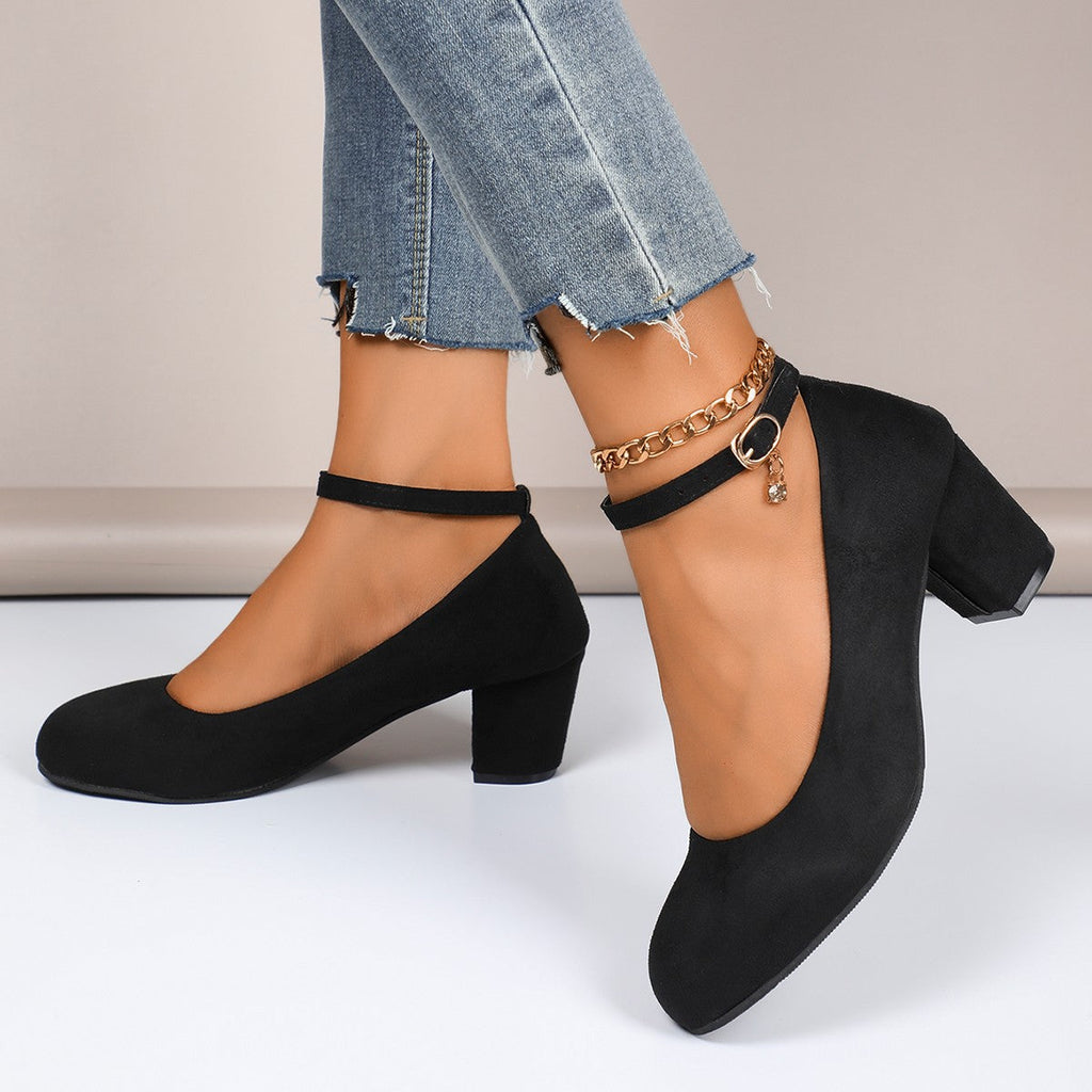 Damen Blockabsatz-Pumps mit verstellbarem Riemen und elegantem Stil