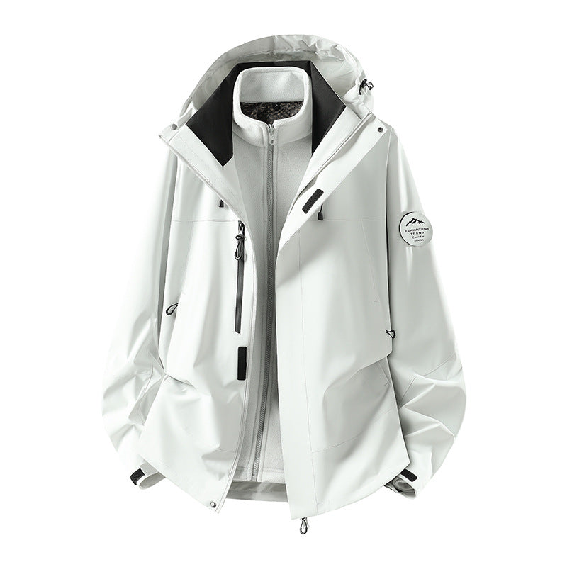 Herren zweilagige Softshell-Outdoorjacke mit herausnehmbarem Fleecefutter und verstellbarer Kapuze Shop Nory