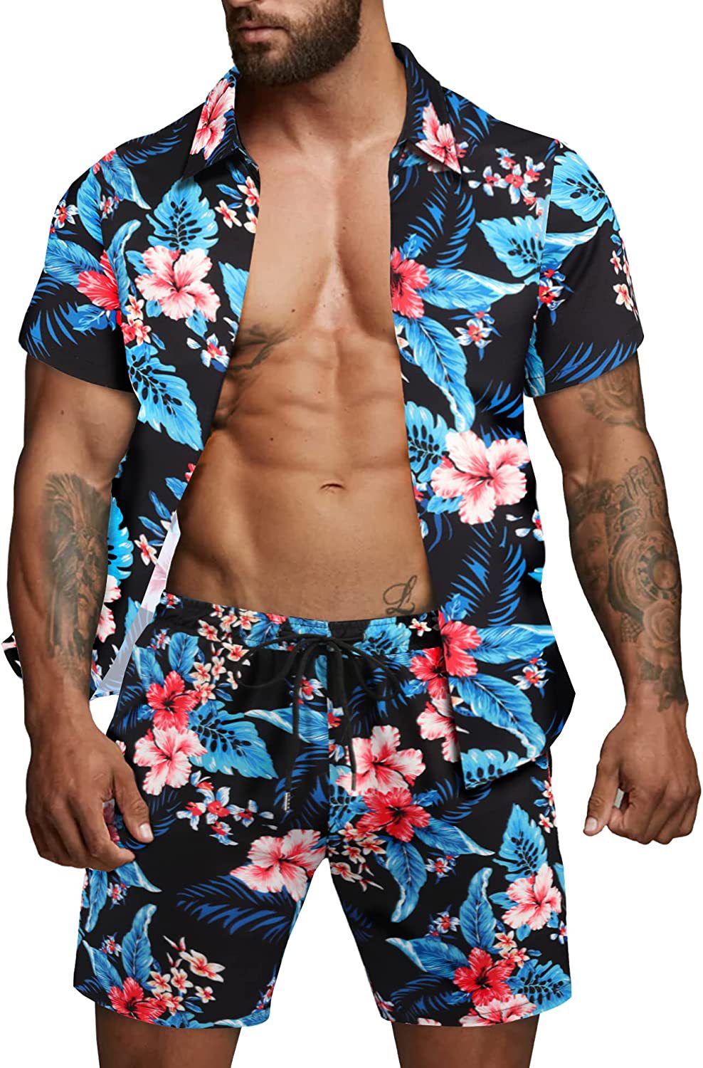 Herren kurzärmliges Hemd und Badeshorts Set