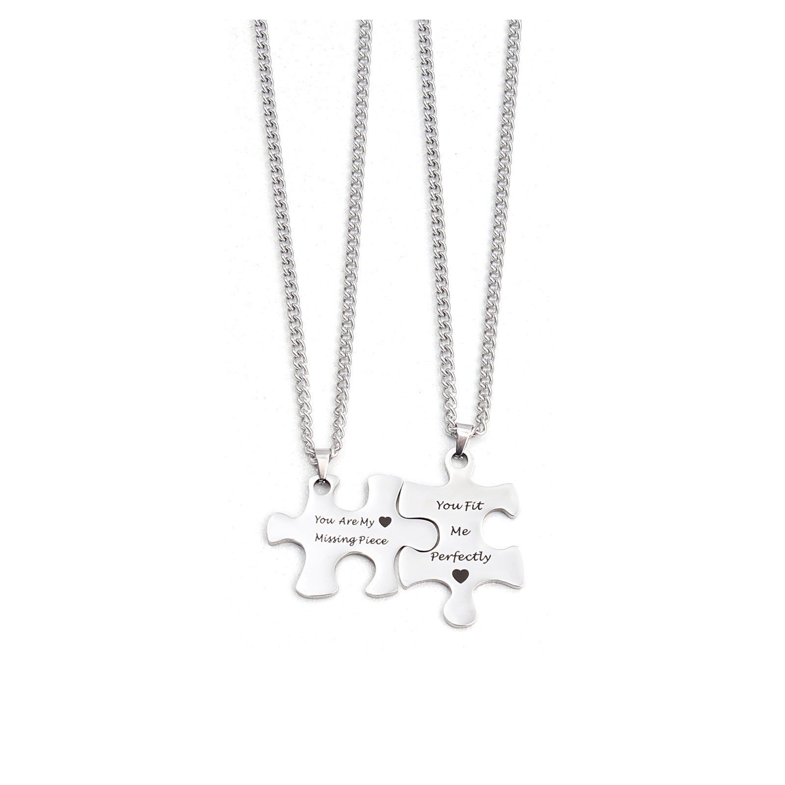 Damen Paar-Halsketten im Puzzle-Design mit gravierten Botschaften Shop Nory