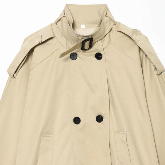 Damen Kurze Trench‑Capejacke mit Stehkragen und doppelreihiger Knopfleiste Shop Nory
