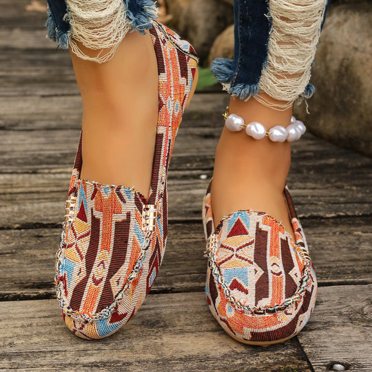 Damen Metallic Mokassin mit Noppenlaufsohle und Ziermetalldetail Shop Nory