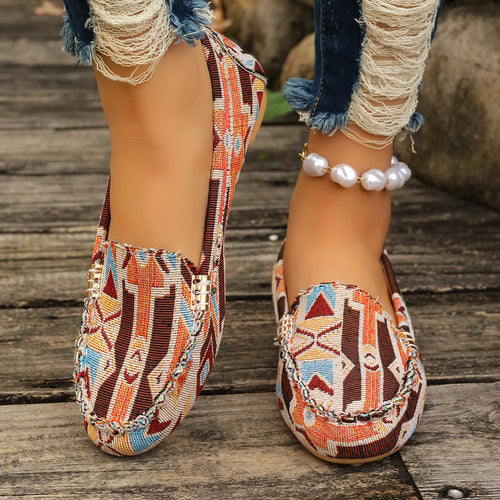 Damen Metallic Mokassin mit Noppenlaufsohle und Ziermetalldetail Shop Nory