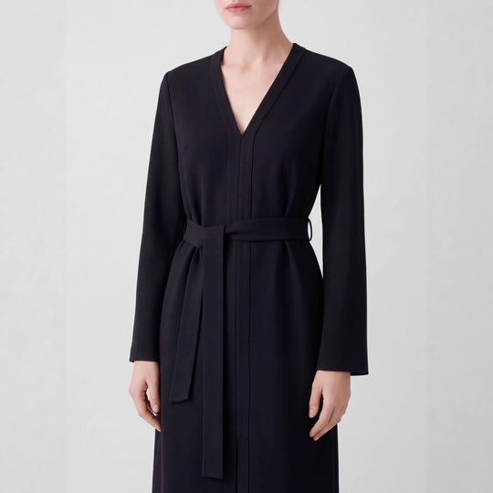 Damen Elegantes V-Ausschnitt Langarm Midi Kleid Shop Nory