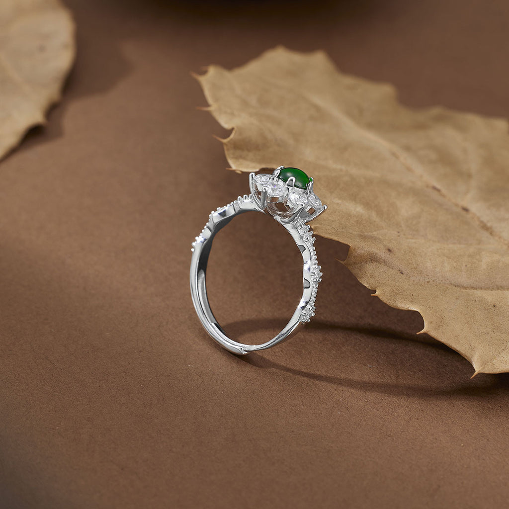 Damen Ring mit grünem Jade-Edelstein und funkelnden Zirkonia Shop Nory