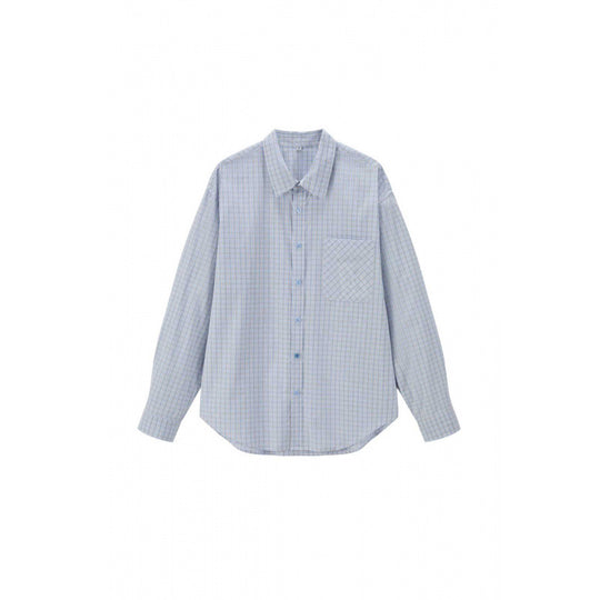 Unisex Weitgeschnittenes kariertes Overshirt mit aufgesetzter Brusttasche und abgerundetem Saum Shop Nory