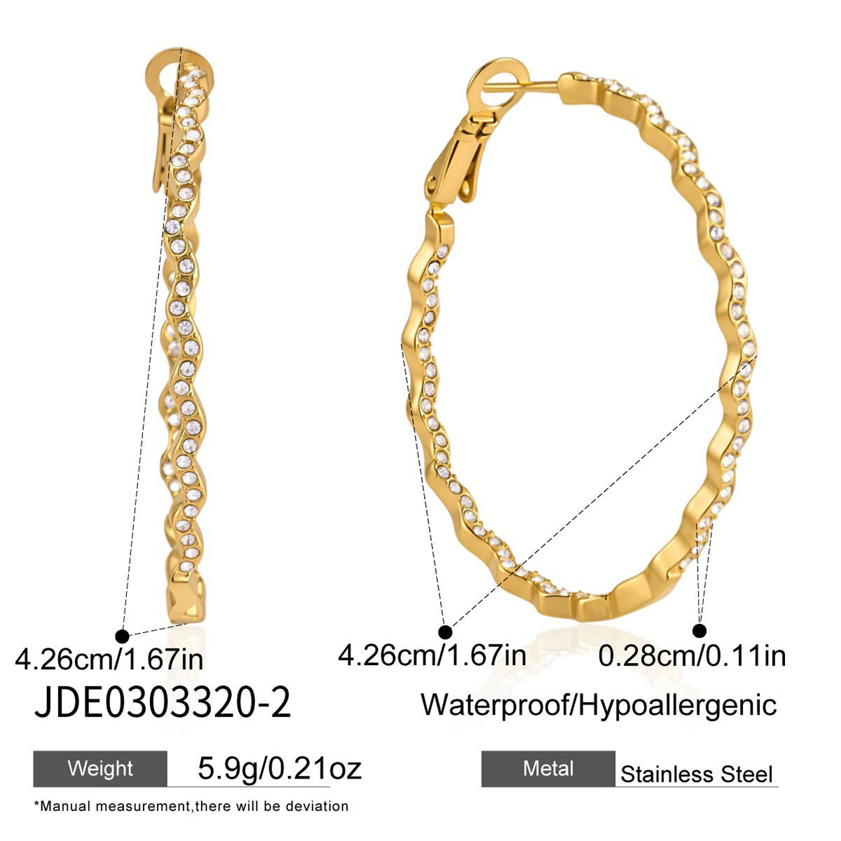 Damen Ohrhänger mit elegantem Wellen-Design und funkelndem Zirkonia-Besatz Shop Nory