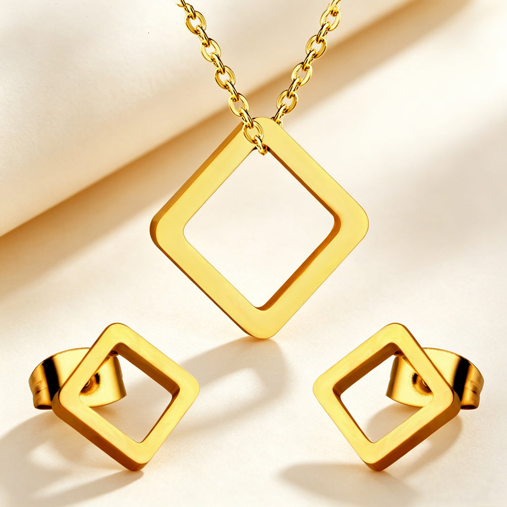 Damen Schmuckset mit quadratischen Anhängern und eleganten Ohrsteckern Shop Nory