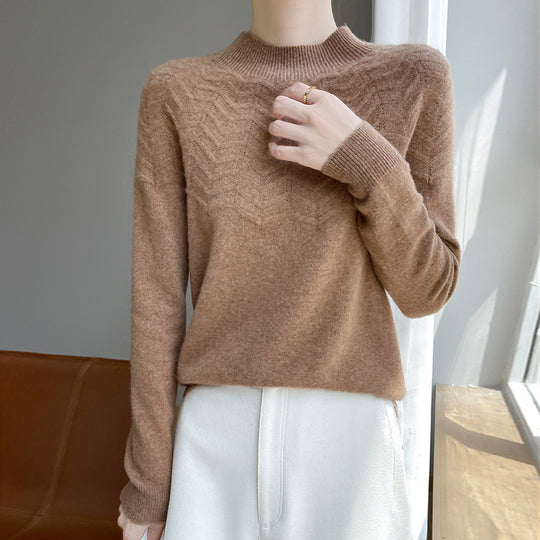 Damen Weicher Feinstrick-Mockneckpullover mit Chevron-Ajour und Kaschmirlook Shop Nory