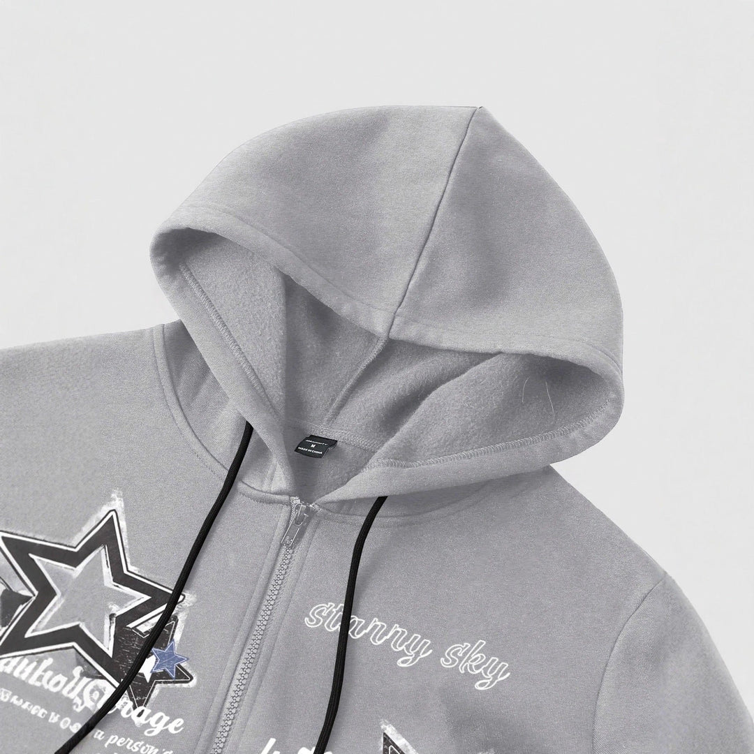 Herren Kapuzenjacke mit praktischem Reißverschluss und stylischem Sternenmotiv