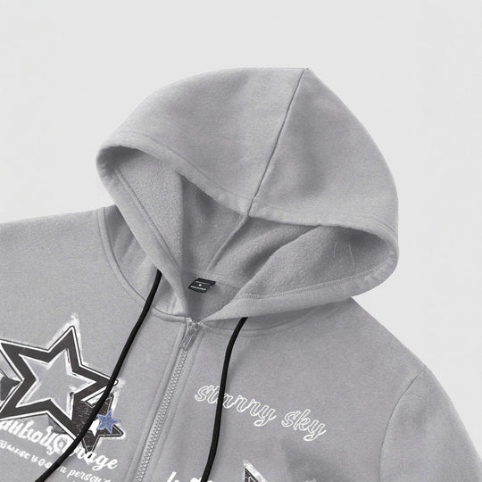 Herren Kapuzenjacke mit praktischem Reißverschluss und stylischem Sternenmotiv