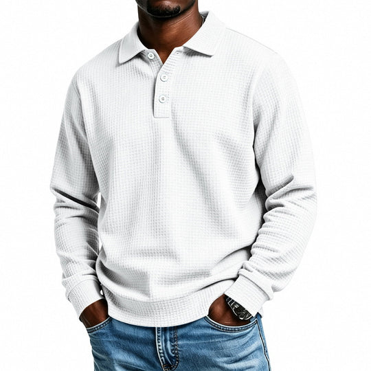 Herren Langarm-Poloshirt mit Waffelstruktur und Baumwollmix Shop Nory