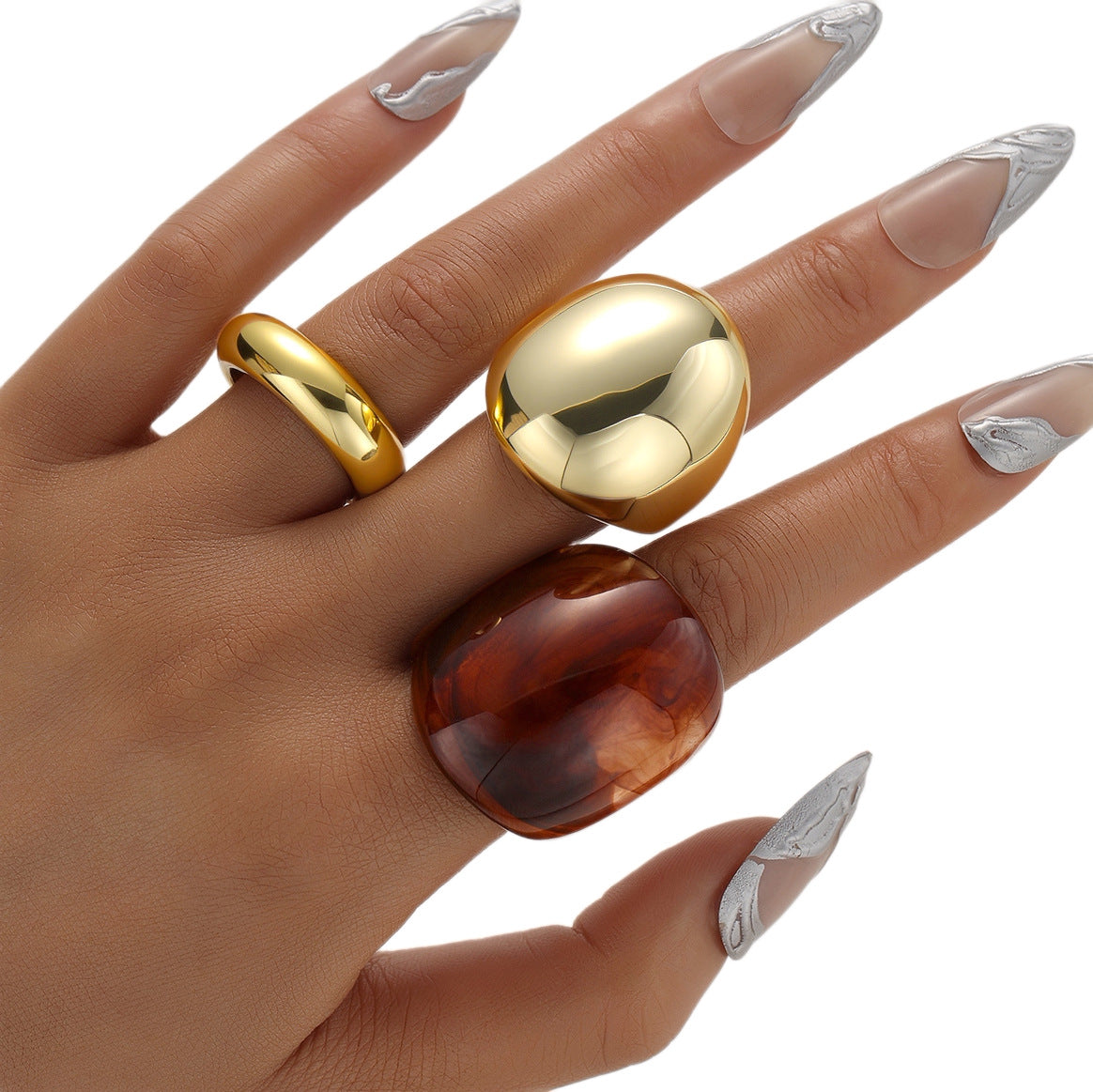 Damen elegantes Ringe-Set mit einzigartigen Formelementen Shop Nory
