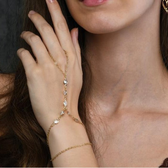 Damen Fußkettchen mit zarten Kristallakzenten Shop Nory