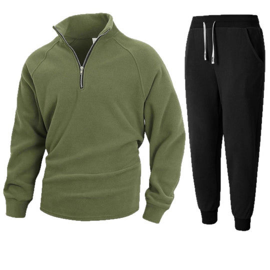 Herren Fleece-Relaxanzug mit halblangem Reißverschluss