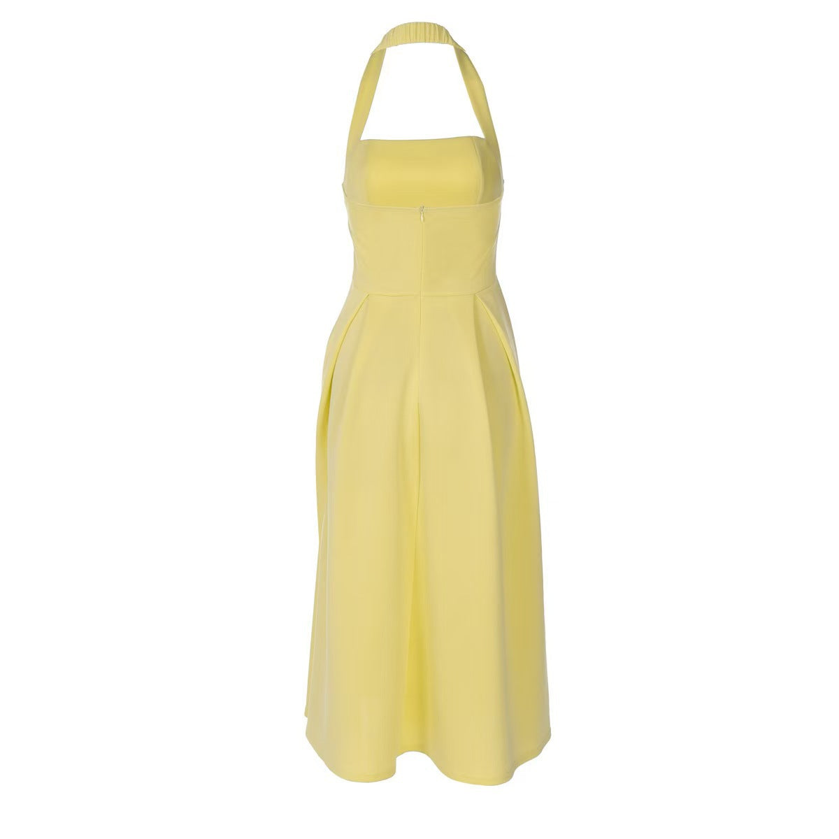 Damen Elegantes Midikleid mit tiefem V-Ausschnitt und stilvollem Faltenrock