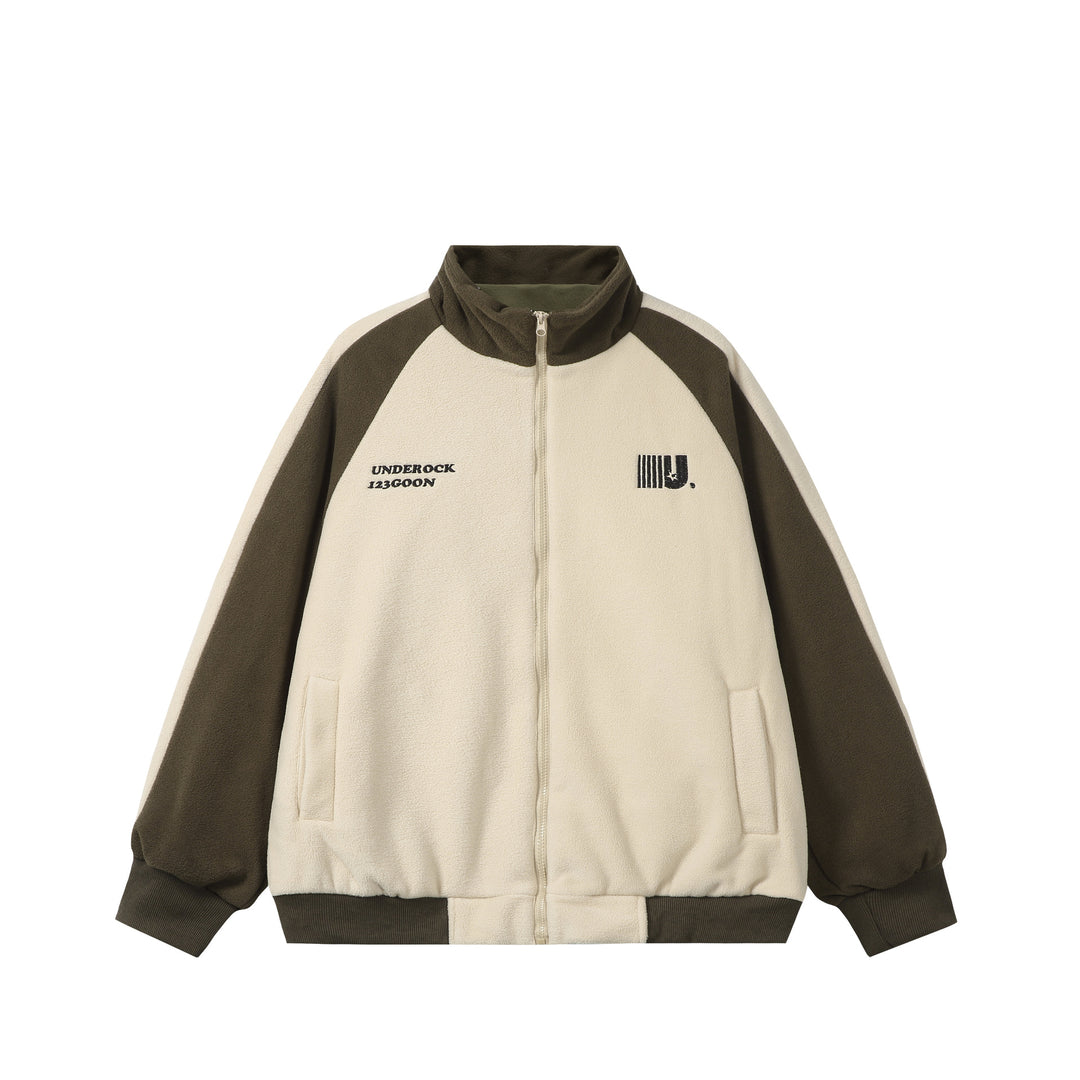 Unisex Boxy-Fleecejacke mit Frontreißverschluss, Stehkragen und Pattentaschen Shop Nory