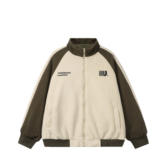 Unisex Boxy-Fleecejacke mit Frontreißverschluss, Stehkragen und Pattentaschen Shop Nory