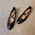Damen Ballerinas mit kreuzförmigem Riemen und eleganter Spitze