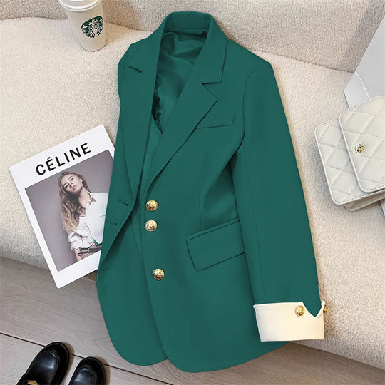 Damen Eleganter Blazer mit Goldknopfdetails Shop Nory