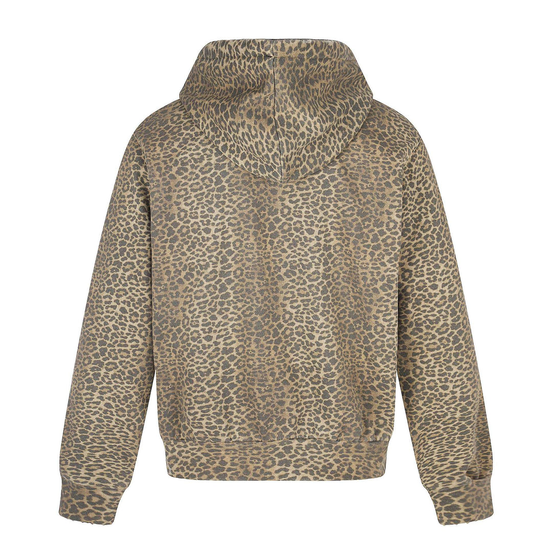 Damen Kapuzenjacke im Boxy‑Cut mit Leo‑Print und distressed Stickerei Shop Nory