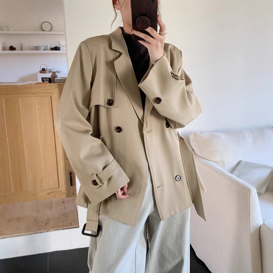 Damen Kurztrench im Oversize-Schnitt mit Doppelreihe und Bindegürtel Shop Nory