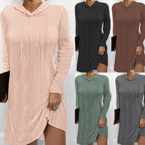 Damen Lässiges Strickkleid mit Kapuze Shop Nory