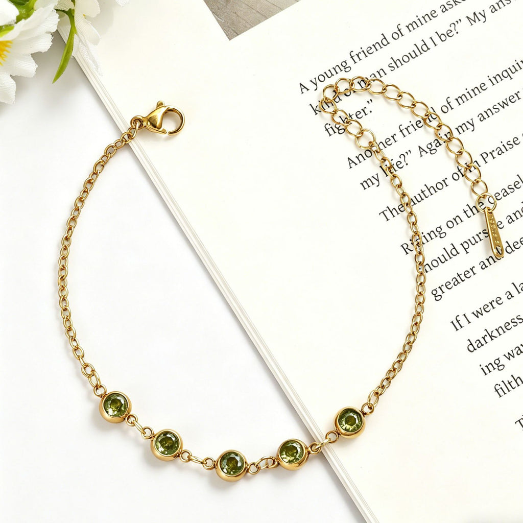 Damen Elegante Goldkette mit lila Kristallen Shop Nory