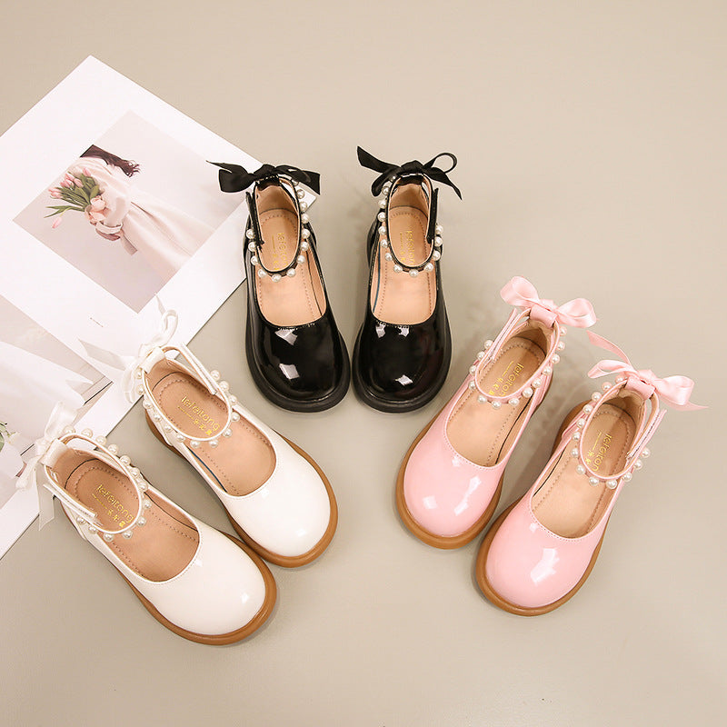 Mädchen Ballerina Schuhe mit Perlen- und Schleifendetail