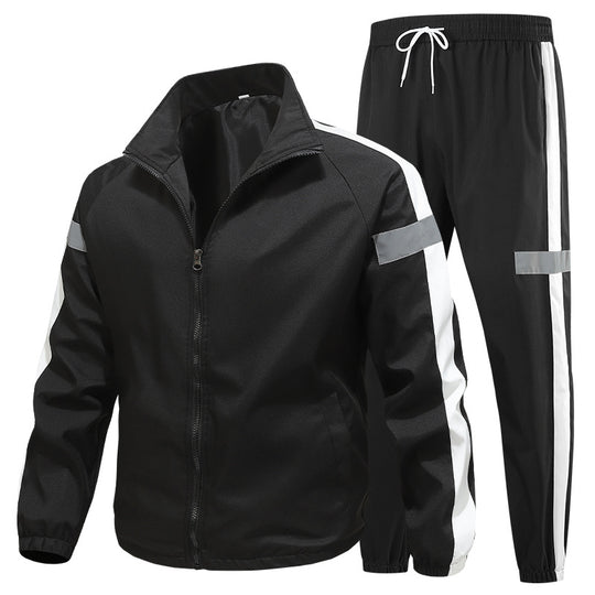 Herren Sportliches Trainingsanzug-Set mit Reißverschlussjacke, Jogginghose und reflektierenden Einsätzen Shop Nory