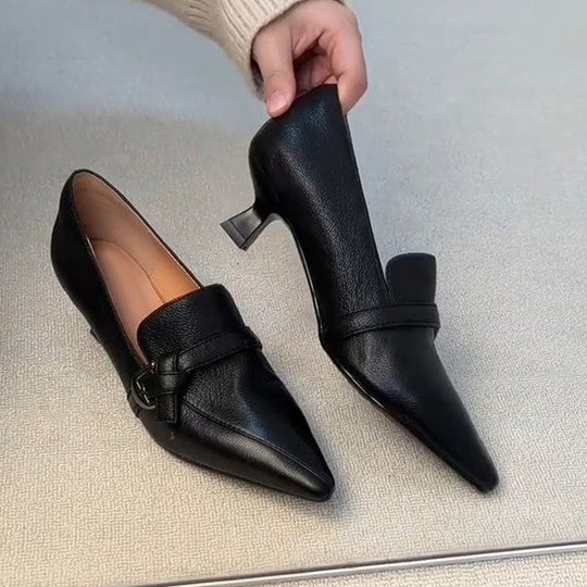 Damen elegante spitze Ballerinas mit feinem Riemen