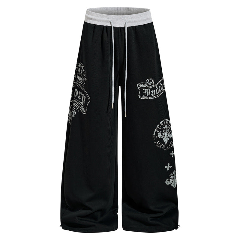 Damen Extraweite Palazzo-Sweathose mit Komfortbund, Kordelzug und großflächigem Print Shop Nory
