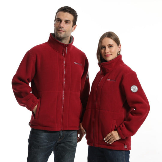 Herren Fleece-Outdoorjacke mit Stehkragen durchgehendem Reißverschluss und elastischen Bündchen Shop Nory
