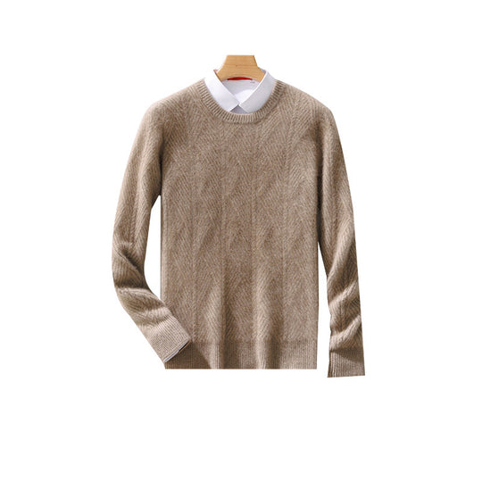 Herren strukturierter Rundhalspullover aus weichem Wollmix mit Chevron‑Strick Shop Nory