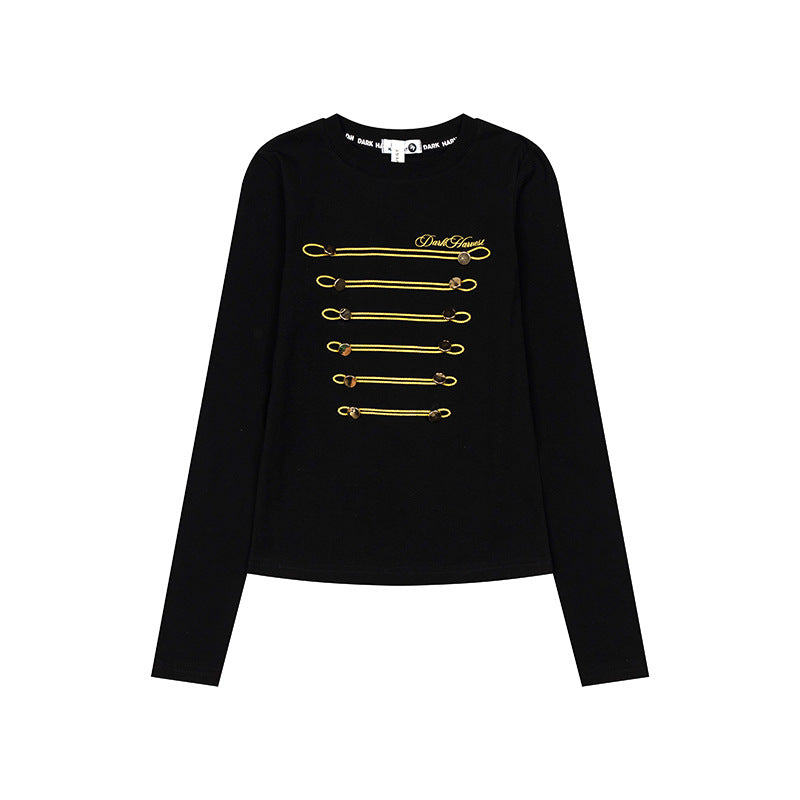 Damen Langarmshirt mit dekorativer Kordel- und Knopfapplikation Shop Nory