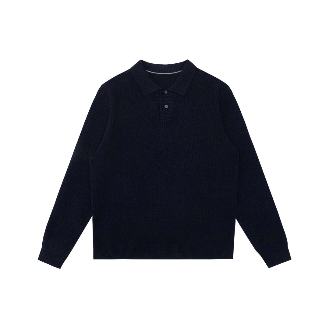 Unisex Gerippter Polokragen-Pullover aus Feinstrick mit Knopfleiste Shop Nory