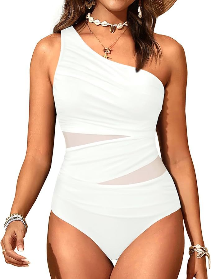 Damen stilvoller Badeanzug mit asymmetrischem Schnitt