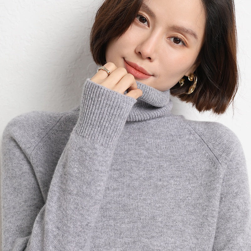 Damen Schlanker Rollkragenpullover aus feinem Strick mit Raglanärmeln Shop Nory