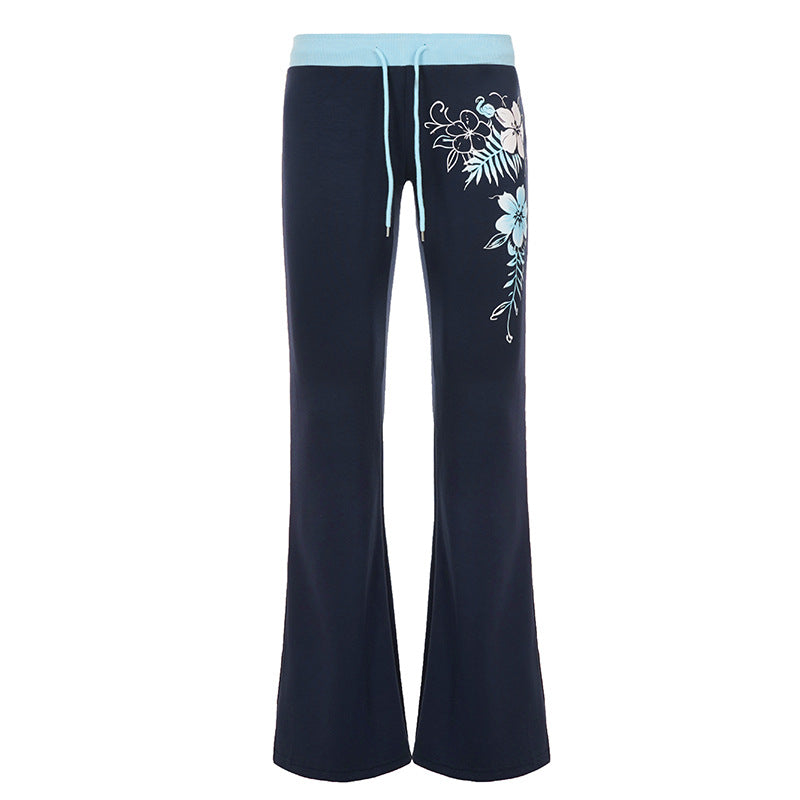 Damen nan ausgestellte Loungehose mit hohem Stretchbund, Kordelzug und floralem Druck Shop Nory