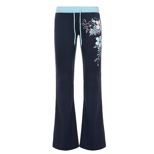 Damen nan ausgestellte Loungehose mit hohem Stretchbund, Kordelzug und floralem Druck Shop Nory