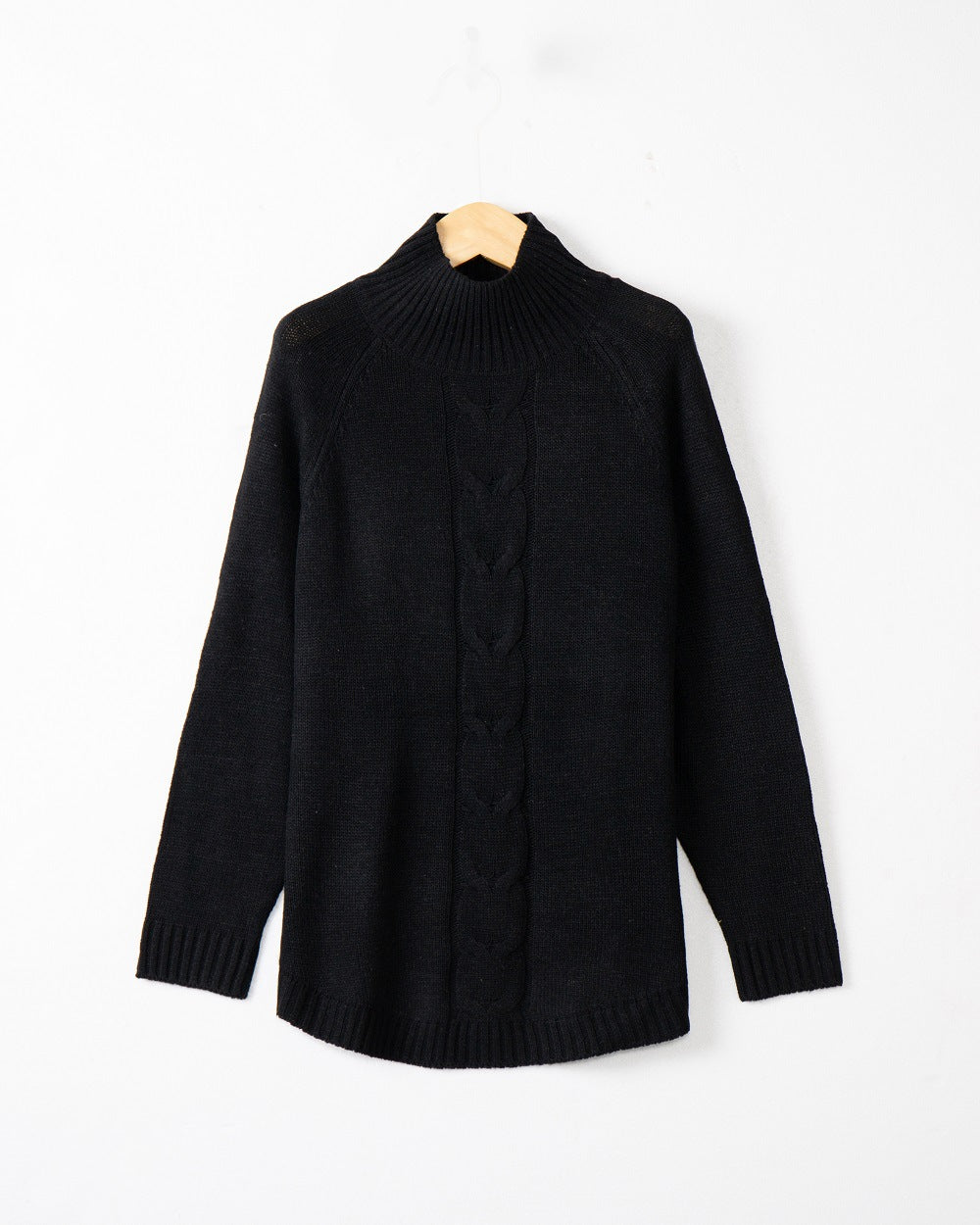 Damen Rollkragenpullover mit Zopfmuster und Raglanärmeln Shop Nory