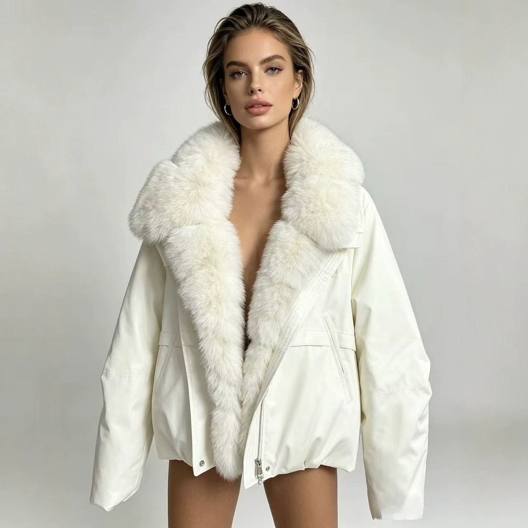 Damen nan taillierte Parka-Bomberjacke mit voluminösem Webpelzkragen und windabweisender Außenhülle Shop Nory